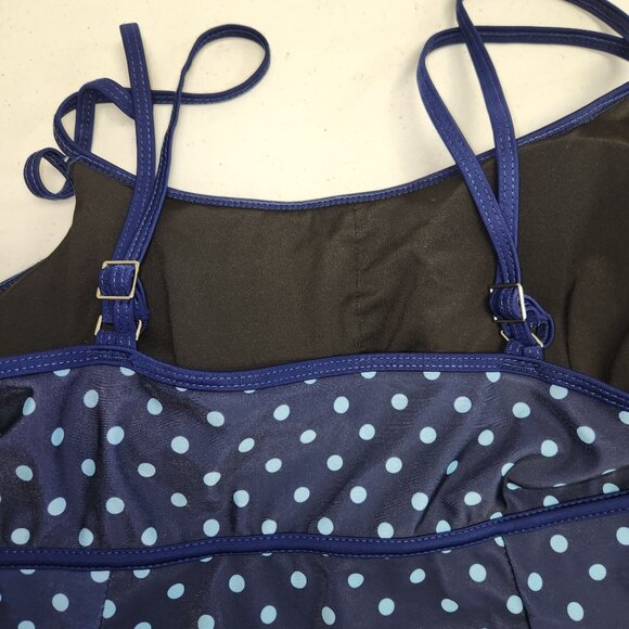 Danify Womens 48 US 16 Navy Blue Polka Dot Swim Dress With Adjustable Straps 215 - Picture 6 of 8